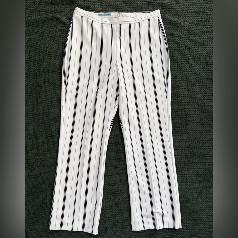 ANTONIO MELANI Black and White Striped Wide Leg Pants AS IS